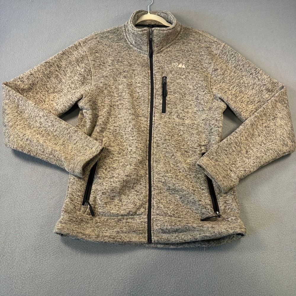 Powder River Outfitters Mens Full Zip Sweater Fleece Jacket Tan Marl Medium